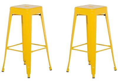 Hocker 2er Set in industriellem Stil Metall gelb 76 cm Cabrillo