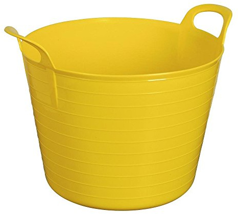 Srendi® 2 x Yellow 42 Litre Large Flexi Tub Garden Home Flexible Colour Rubber Storage Container Bucket Polyethylene Flex Tub - Made in U.K.
