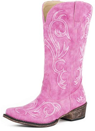 ROPER Femme Riley Embroidered Snip Toe Cowboy Boots Botte de Western, Rose, 37.5 EU