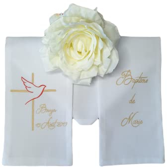 Echarpe de baptême personnalisable, peinte à la main. 3 tailles : bébé, enfant, adulte (017)