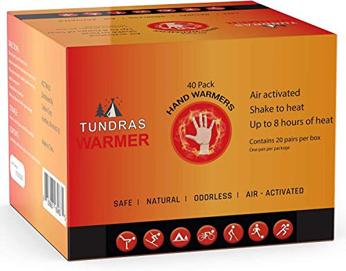 Tundras Hot Hand Warmers Natural Safe - 160 Warmers - Long Lasting Natural Safe and Odorless Single Use Air Activated Heat Packs for Hands, Toes and Body, TSA Approved