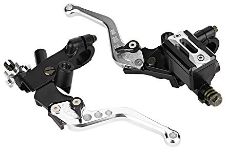 hydraulik bremsen Motorrad pit bike Bremshebel, Universal Hydraulische Bremse Hauptbremszylinder hebel Motorrad set 1 Paar 22 mm (7/8 ) Lenkerbremse ATV Hauptkupplungszylinder Reservoirhebel(Silber)