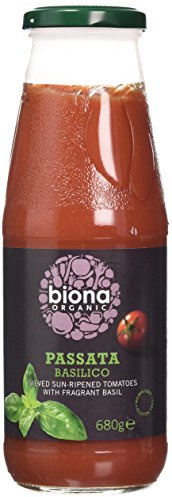 Biona Organic Passata Basilico, 680g | 100% Organic Tomato Passata, Infused with Fresh Basil, Ideal Base for Pasta Sauces and Soups, Vegan
