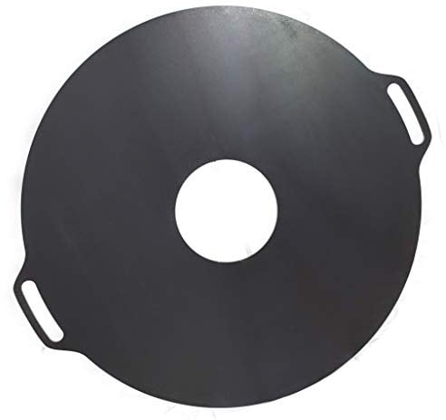 Feuerplatte mit Seitenhandgriffe 80cm INKL. Grilleinsatz, 8mm Stärke, Grillplatte für Feuertonne & Feuerschale, Plancha Grillring für BBQ & Teppanyaki, Massive Stahlplatte für perfektes Grillen #248