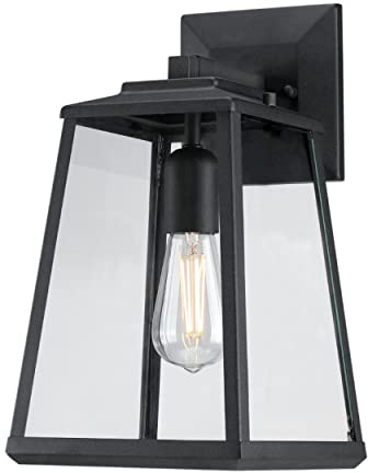 61148 Moderne einflammige Wandleuchte Ashdale von Westinghouse Lighting für Außenbereiche, Ausführung in strukturiertem Schwarz mit Klarglas