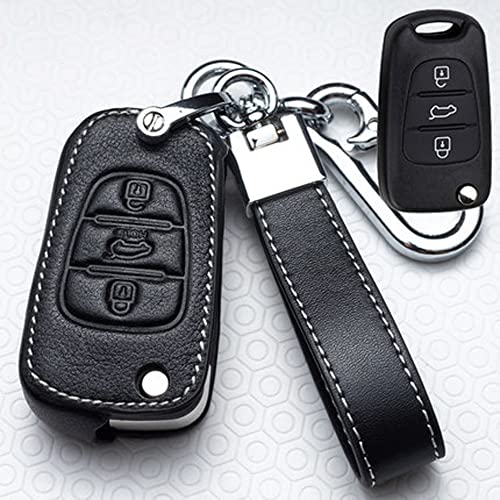 ontto Autoschlüssel Hülle Passt für Kia Sportage Optima Hyundai i20 i30 IX20 IX35 Veloster Elantra Fernbedienung PU Leder Schlüsselcover Schlüsselhülle Schlüsselanhänger Schlüssel Etui-Schwarz G