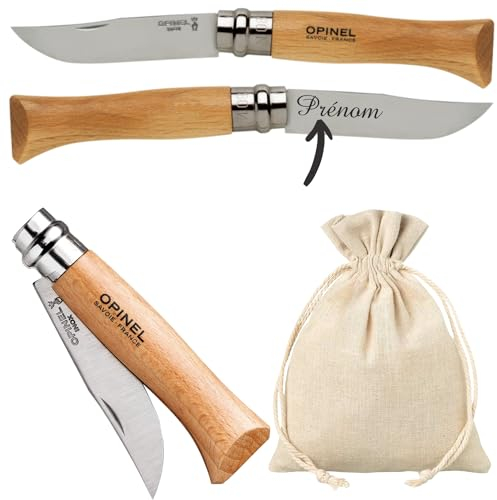 Couteau personnalisé avec prénom gravé - Cadeau pour homme : fête des pères, papa, tonton, grands pères (papi, papy) anniversaire, noël (Couteau Seul)
