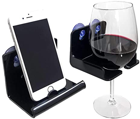 EUBEISAQI 2 STÜCKE Weinglashalter Dusche Bierhalter Acryl Telefon Duschhalter Tragbare Saugnapfhalter Weingeschenke Befreien Sie Ihre Hände Duschzubehör