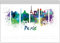 Wallario Ordnerrücken Sticker Städte als Aquarell - Skyline von Paris - Größe 6 Stück, Rückenschilder für 6 breite Ordner, Klebeetiketten