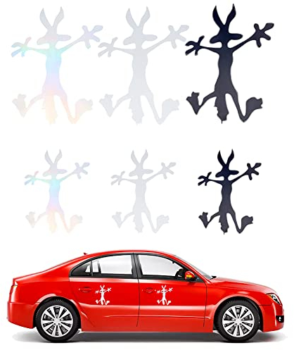 SUPERFINDINGS 6 Pz 6 Stili Cartone Animato Coyote Splat Adesivo Riflettente Dente Fix Adesivo Auto Coyote Adesivo Splat Grafica Autoadesivo per Auto Camion