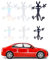 SUPERFINDINGS 6 Stück 6 Stile Cartoon Coyote Splat Aufkleber Reflektierende Dent Fix Auto Aufkleber Coyote Aufkleber Splat Grafik Auto Aufkleber Für Auto LKW Motorrad Fenster Stoßstange Wanddekoration