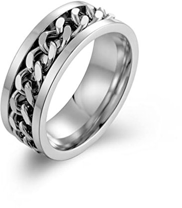 Banemi Men Ring, Ring Edelstahl Herren Flaschenöffner Kette Herrengeschenke zum Geburtstag Einzigartiger Freund Größe 62 (19.7)