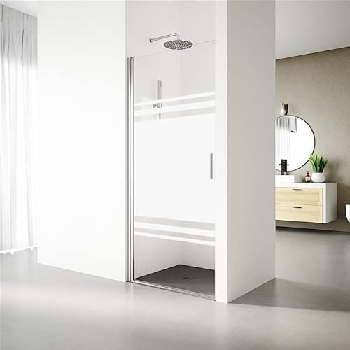 Mampara de Ducha Abatible SERIE 200 - Medida Adaptable de 87-91x195 cm - Vidrio Templado Decorado, Antical de 1 Hoja de 6 mm - Panel de Ducha con Perfil de color Plata Brillo - REALSHOWER
