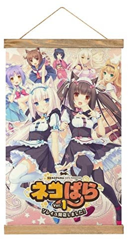 YBEL Nekopara Katzen Paradies Scroll-Poster Stoffbild Kunst Holz DIY Rahmen Hängender Druck Aufhänger für Raumdekoration Öl Leinwand Kit Geschenk