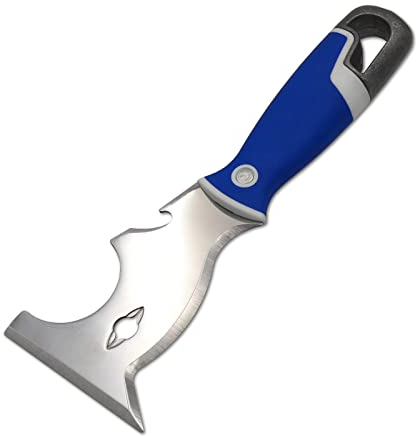 DEWEPRO Multifunktionsspachtel mit 3-Komponenten-Griff - Multi-Spachtel - Malerspachtel - Gipserspachtel mit vielen Funktionen - Klingenbreite: 75mm - Mehrzweckspachtel