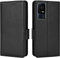 Topme Estuche de Cuero para TCL 40 SE (6.75 Inches), [ Funda para Teléfono de la Serie con Patrón de Lichi Simple] - Negro