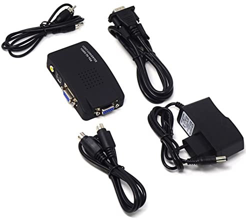 Vinciann Adattatore convertitore da RCA S-Video a VGA per monitor proiettore schermo