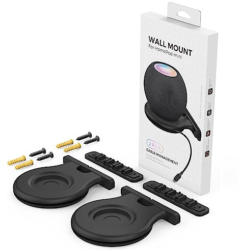 ZahoTse PT149 - Soporte de pared para Apple Homepod Mini de Apple Homepod Mini, cable de almacenamiento, accesorios para altavoces (Apple Homepod Mini, negro, 2 unidades)