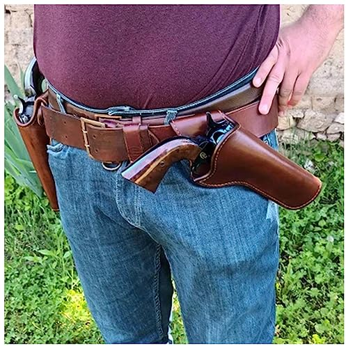 HIRTH Mittelalterliche PU Lederpistole Holster Revolver Western Cowboy Pistolpistolen Vintage Steampunk Style Taille Accessoire für Cosplay,Braun
