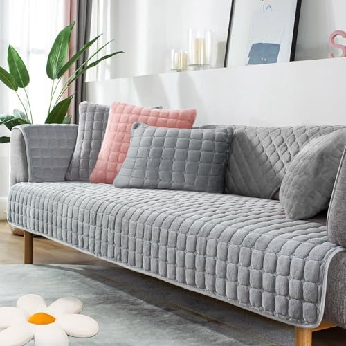 MTHGH Samt Sofabezug 1 2 3 4 Sitzer, L Form Sofaüberwurfe, Ecksofa Sofa überzug Pets Dog Couch überzug Anti-rutsch Sofaschutz, Ultra Weicher Sofaschoner(B10,110x210cm)