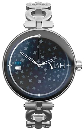 TECHMADE Smartwatch Donna Niah Lyra, orologio digitale gioiello, schermo AMOLED, chiamate, notifiche, funzione SOS, sport, compatibile con IOS e android (SILVER)