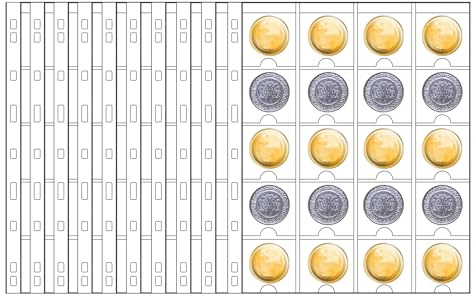 DUGYIRS 10 Hojas Páginas de Monedas-20 Bolsillos,Páginas de Bolsillo para Monedas con Estándar de 9 Hoyos para Monedero de Cartón de 50x50 mm, Colección de Sellos de Monedas