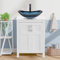 ARTETHYS Bathroom Sink Cabinet, Bathroom Vanity Units with Basin, 60cm White Cloakroom Cabinet Free Standing with Cloakroom Blue Glass Vessel Sink