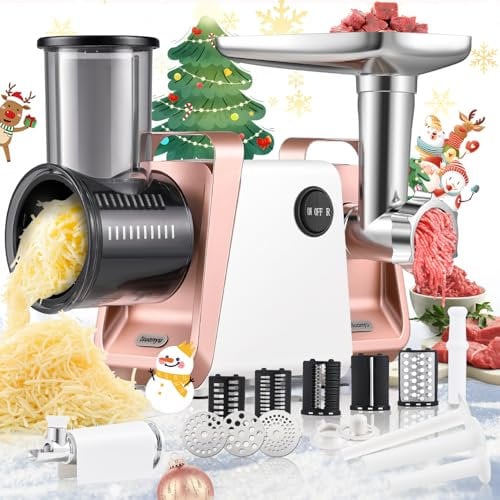 Huanyu Electric Cheese Grater with Handle (White+Rose Gold)