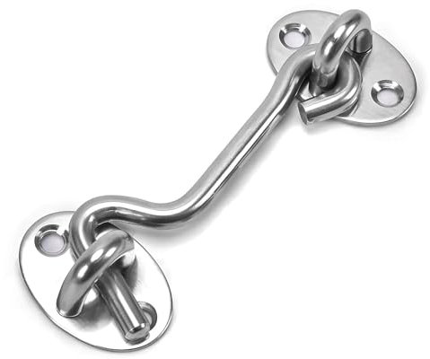 maxtachi 4 Inch Hook and Eye Latch, Heavy Duty Cabin Hook, Stainless Steel Gate Hook Lock, Latch Hook with Mounting Screws, Hook Eye Latch for Cabinet Closet Door Window Garage Gate