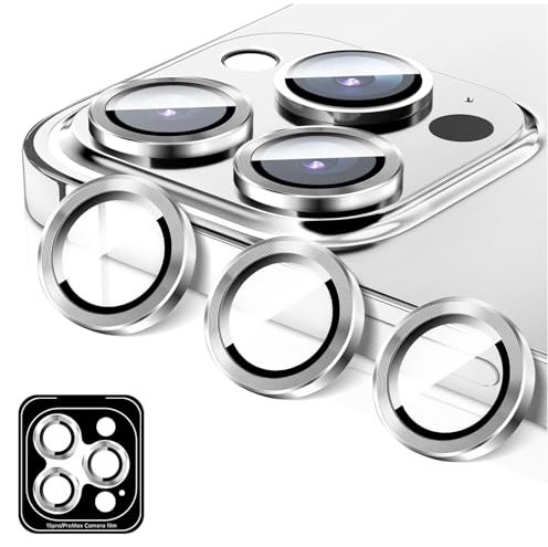 LucBuy Protecteur D'objectif D'appareil Photo Compatible avec iPhone 12 Pro Max, Protecteur D'écran en Verre Trempé HD pour Appareil Photo, Anneaux Métalliques à Alignement Automatique