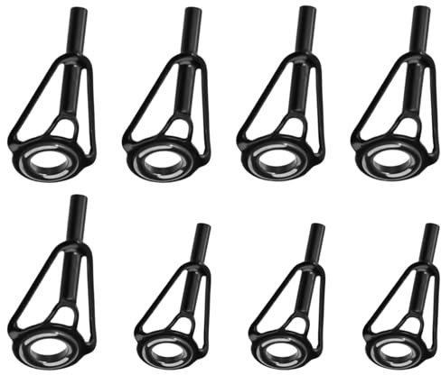 YYCLIPY 8pcs Rod Tip Repair Kit Fishing Rod Parts Stainless Steel Rod Tip Ceramic Guide Rings 8 Different Sizes Replacement for Saltwater Freshwater Fishing Rod (Black)