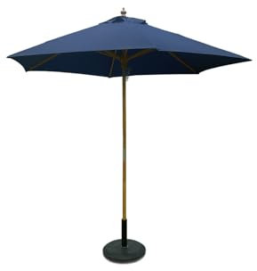 SiMPO LIFESTYLE Sonnenschirm 250 cm Holz-Sonnenschirm Marktschirm Gartenschirm Terrassenschirm Rund UV50+ (Blau, 2.5m)