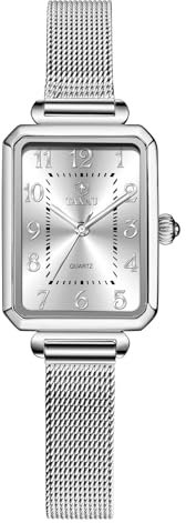 Taxau Damenarmbanduhr Eckige Analog Quarz Uhr Rechteckige Uhren Damen wasserdichte Klassisches Armbanduhr Damen Mode Edelstahl