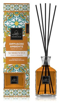 Diffuseur Parfum Maison Bâtonnets - Diffuseur Parfum Maison – Parfum d'ambiance Fleurs d'orange – 250 ML – Diffuseur d'Ambiance avec Bâtonnets – Lady Venezia