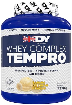 DY Nutrition Whey Complex Tempro | x4 Protein Forms | Whey, Casein, Isolate & Egg Albumin, 23g Premium Protein Powder with Digestive Enzymes for Optimal Absorption, 2.27kg | Banana Ice Cream