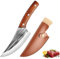 Fubinaty Professional Chef Knife 6 Inch Cooking Knife with Leather Sheath Handmade Forged Kitchen Knives High Carbon Steel Wooden Handle Boning Knife for Home Garden Grill