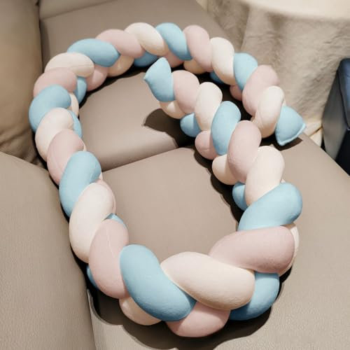 EXZFW Bettschlange Baby, Bettschlange Geflochten, Baby SeitenschläFerkissen, Geflochtene Kissen Geknotete Kinderbett-StoßStange, Baby Bettumrandung, Zierkissen Stillkissen,No34,400cm