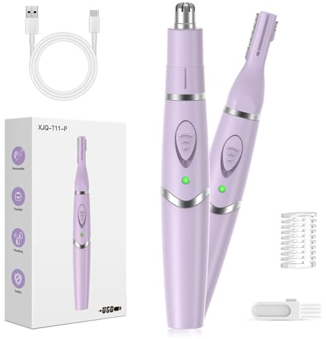 Ohr- und Nasenhaarschneider, schmerzloser 2-in-1-Nasenhaarschneider für Damen und Herren, USB Wiederaufladbarer Trimmer mit IPX7 Wasserdicht, Dual Edge Klingen, Tragbares Grooming Tool Set