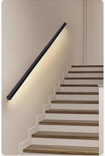 Stair handrail lights Aluminum LED Stair Handrail Wall Mounted Indoor Outdoor Safety Railing with Luminous Cable Black 47.3/2m)