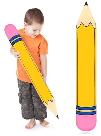 ALEGRE® Aufblasbare Bleistift Luftballon Gelb, Schulanfang Deko Einschulung Junge Mädchen, Aufblasbares Bleistift Luftballons Geburtstag, Aufblas Buntstift Ballon für Geburtstag, Schulkind Party Deko