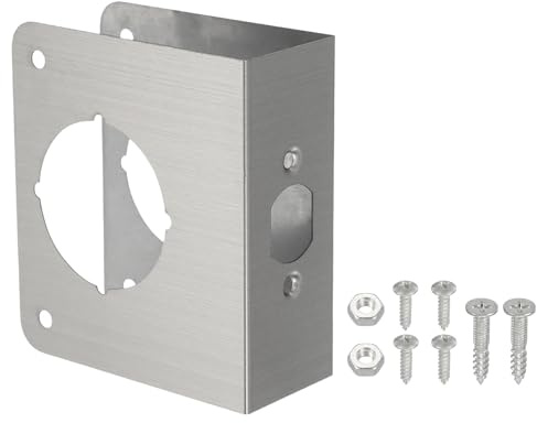 PATIKIL Door Reinforcement Plate, 1 Set Doors Reinforce Repair for 1-3/4 Thick Door 4-1/2 Size Door Knob Lock Latch Deadbolt Cover Plate Home Security, Silver