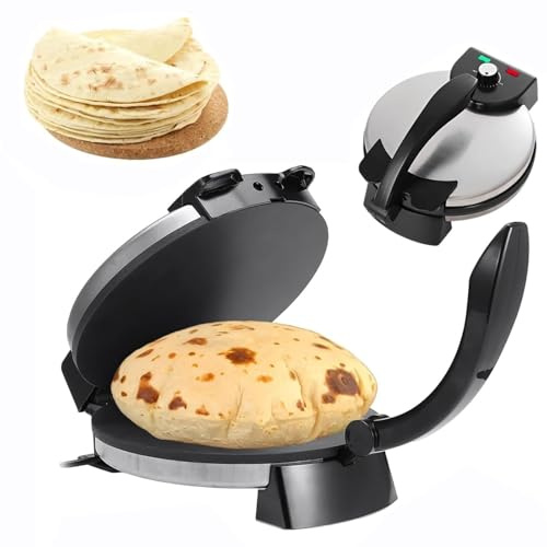 OZPPM Electric Roti Maker,Non-Stick Automatic Adjustable Temperature Roti Maker Machine,10-Inch Electric Chapati Maker,Cooking Plate Double-Sided Heating for Pancakes, Crepes, Pizza & Pita