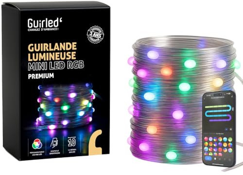 GuirLED - Lichterkette WiFi Mini LED RGB Premium USB - Sprachsteuerung - vernetztes Haus - Amazon Alexa & Google Assistant - Dual USB 2A Netzadapter inklusive - 100 LEDs 10 Meter