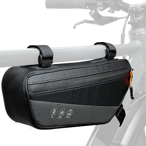 Nasjac Bike Frame Bag - Waterproof Bicycle Triangle Bag with Side Pocket - Reflective Bicycle Under Tube Storage Pouch for Road Mountain Bike Cycling Travel