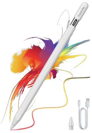 Magnetic Wireless Charging Stylus Pencil for iPad 2024-2025, Tilt Function&Palm Rejection, Stylus Pencil Pro for 2018-2025, iPad 6/7/8/9/10/11th, Mini 5/6/7th, Pro 11/12.9/M4, Air 3/4/5/M2/M3, White