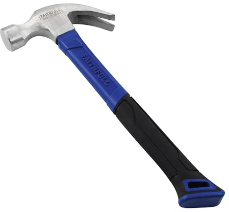 Faithfull Claw Hammer 567g (20oz) – High-Strength Fibreglass Shaft with Polished Steel Head & Ergonomic Non-Slip Grip for Carpentry, Framing, General Repairs & DIY Projects