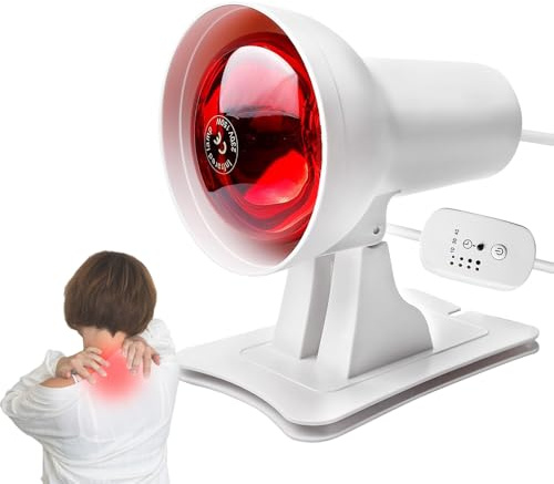 Dhqkqg Rotlichtlampe, 150 Watt Infrarotlampe, Rotlichtlampe Wärmelampe mit Zeitschaltuhr und Einstellbarer Temperatur, Winkel Einstellbar, für Verwendet um Müdigkeit und Muskelentspannung