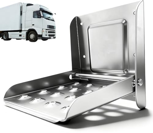 VEGOATY 1 Stück Verzinktes Stahlblech Trittstufe: Klapptritt LKW Trittstufe bis 150 kg, rutschfest Fußrasten Trittstufen für Zubehör Van Wohnwagen Wohnmobile Anhänger Steighilfe Aufstiegshilfe