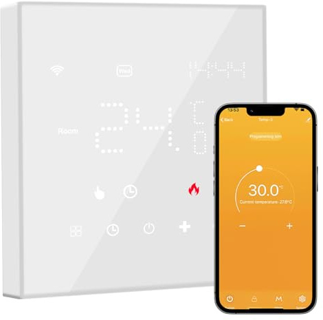 Termostato inteligente WiFi para calefacción de suelo por agua y caldera de gas, termostato de habitación programable, termostato de calefacción digital inteligente compatible con Alexa, Google Home