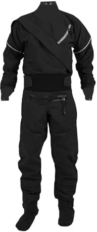 Neoprenanzüge Kajak-Trockenanzug for Herren, 3-lagiger wasserdichter Stoff-Trockenanzug mit Latex an Hals und Handgelenk, Wildwasser, Fluss(Black,L)